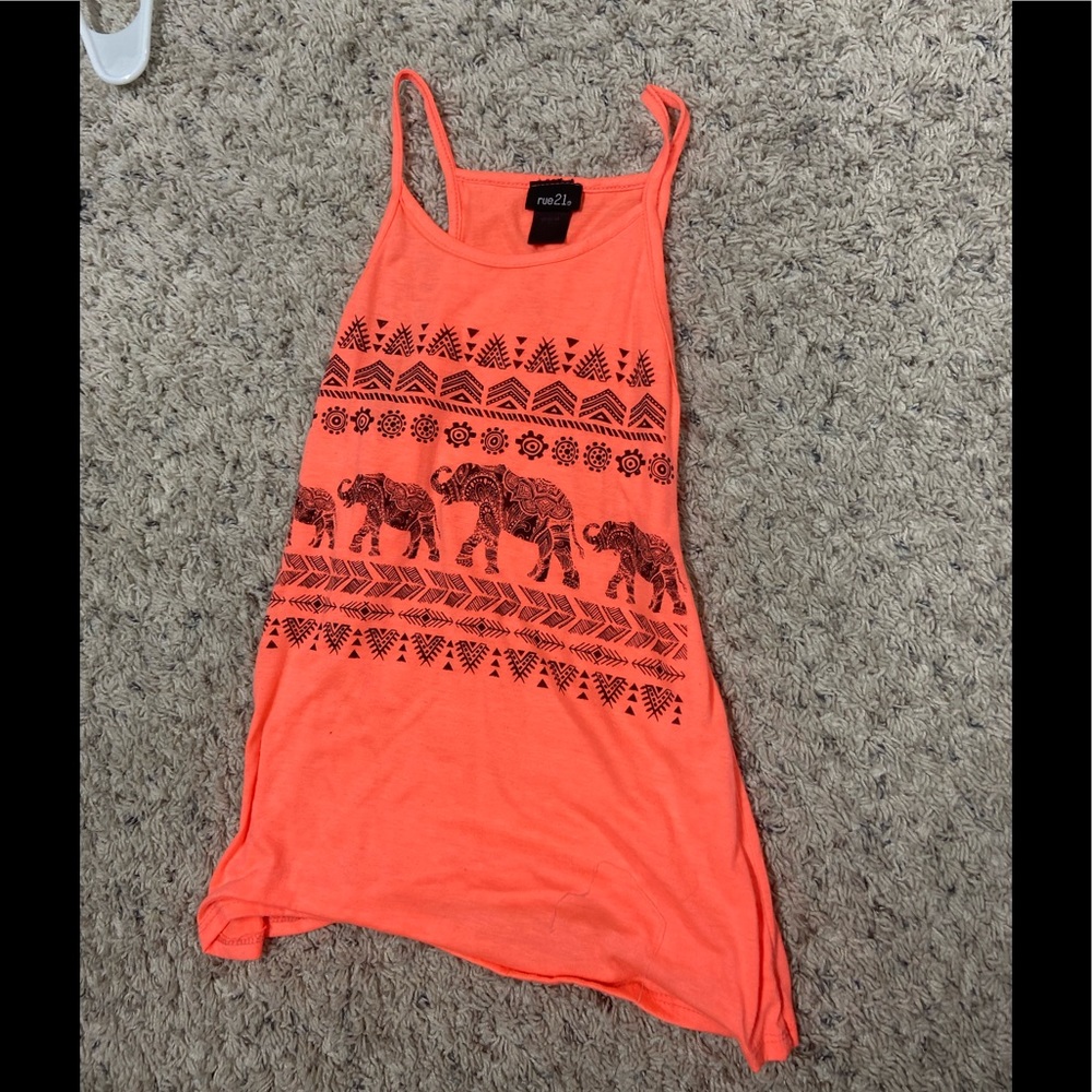 coral/pink tank with elephants